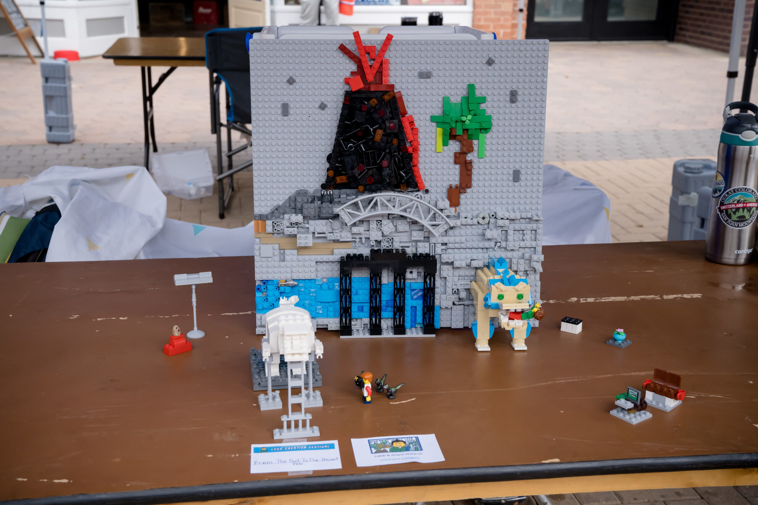 Dinosaurs and volcano scene from LEGO® Creation Festival