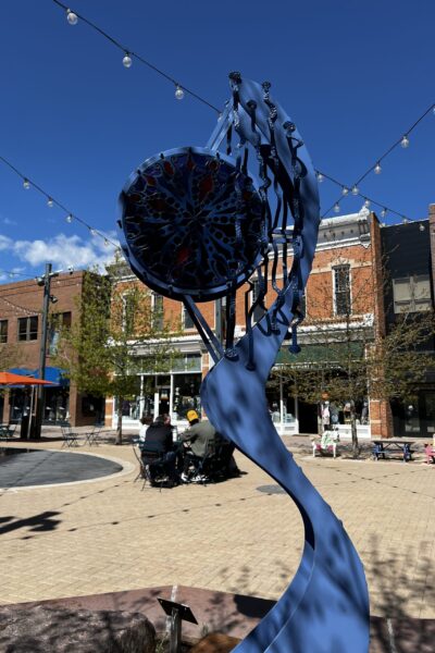 Blue and red sculpture