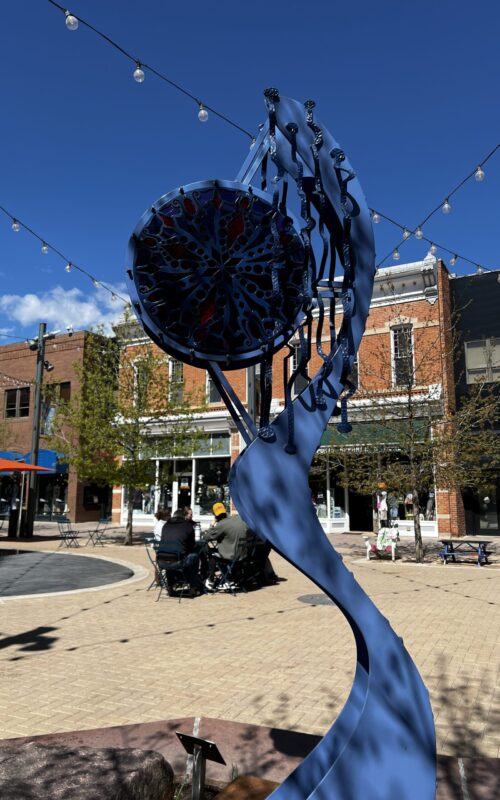 Blue and red sculpture