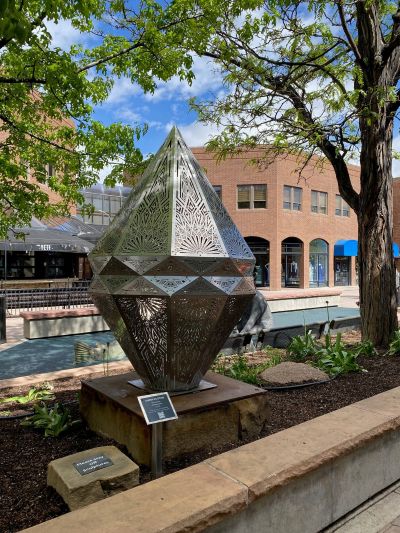Garden Sculpture by Robert Klose as part of downtown fort collins's sculpture in the square program