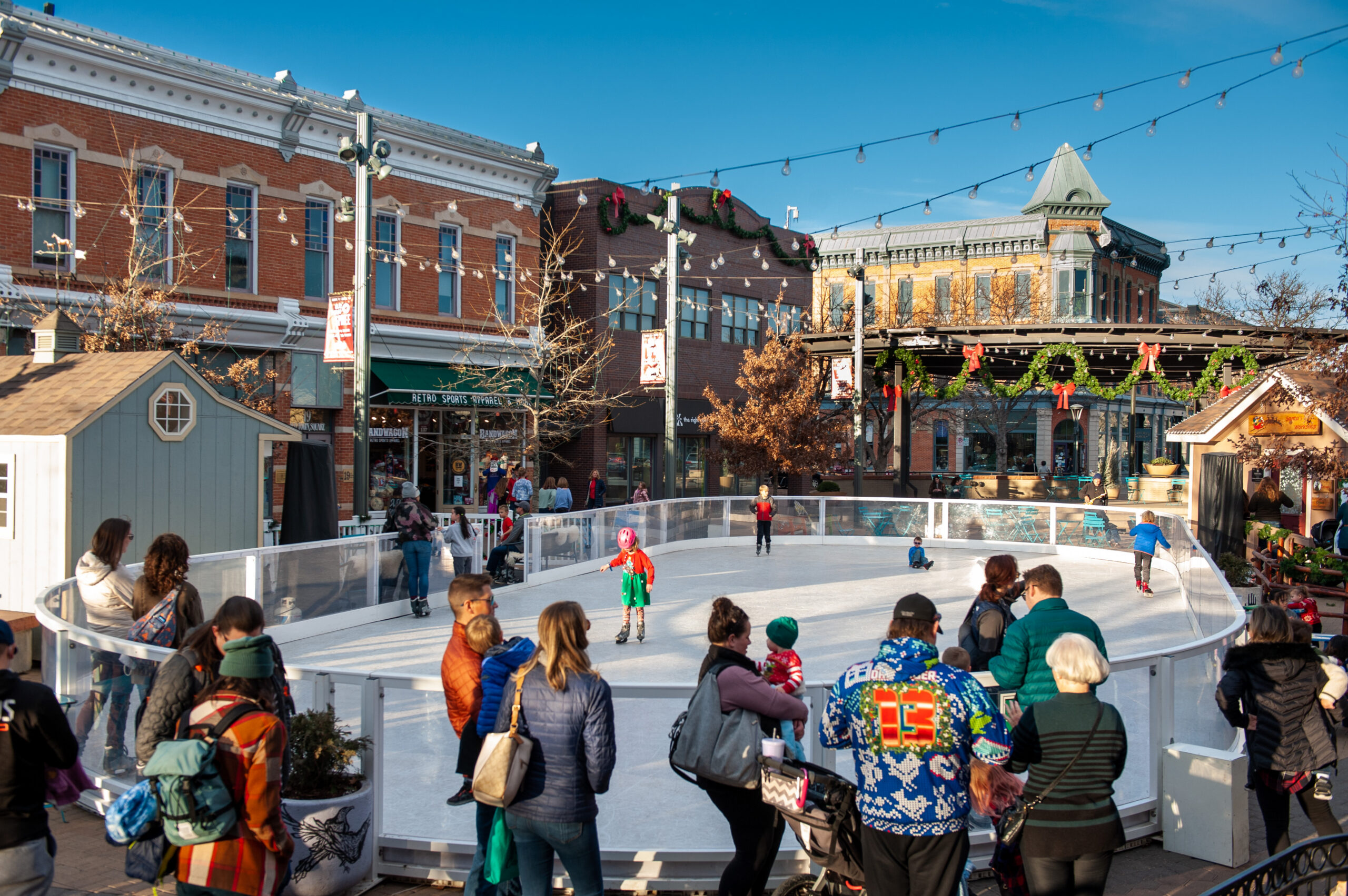 people skating on the old town square skate rink